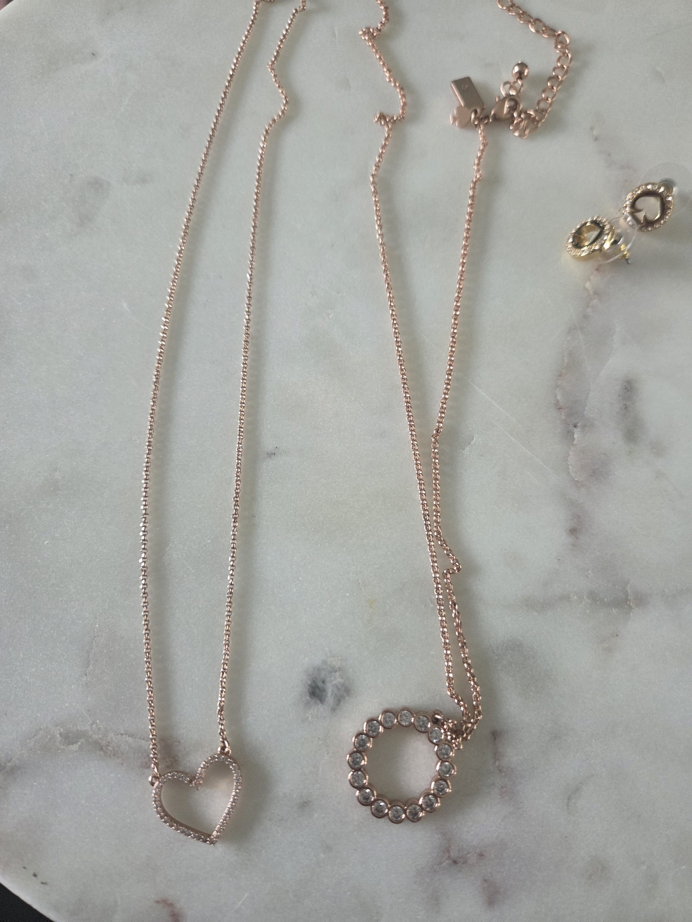 kate spade Rose Gold Heart & Crystal Circle Pendant Necklace Set - Picture 6 of 7